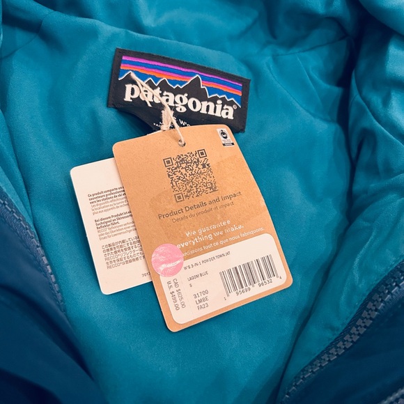 NWT PATAGONIA Womens 3-in-1 Powder Town Zip Up Coat Jacket Lagom Blue Hooded - Picture 3 of 8